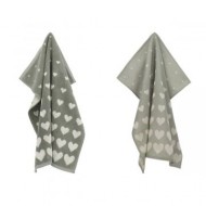 Hand- en Theedoek - Hearts - Donker Groen